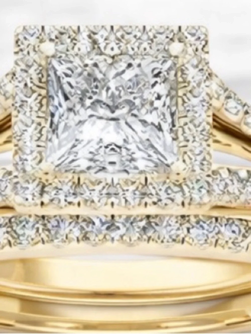 Gold CZ Vacation Ring Waterproof Travel Engagement Style - Picture 5 of 5
